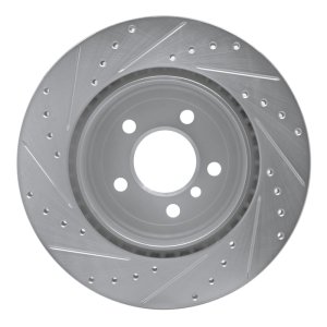 BMW 528I Brake Rotor (1) - Rear Right - R1 Concepts - Drilled & Slotted - Silver - `11-`16